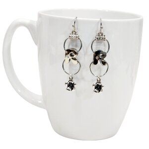 Alphabet Initial Letter R Earrings Silver Rhinestone Charms